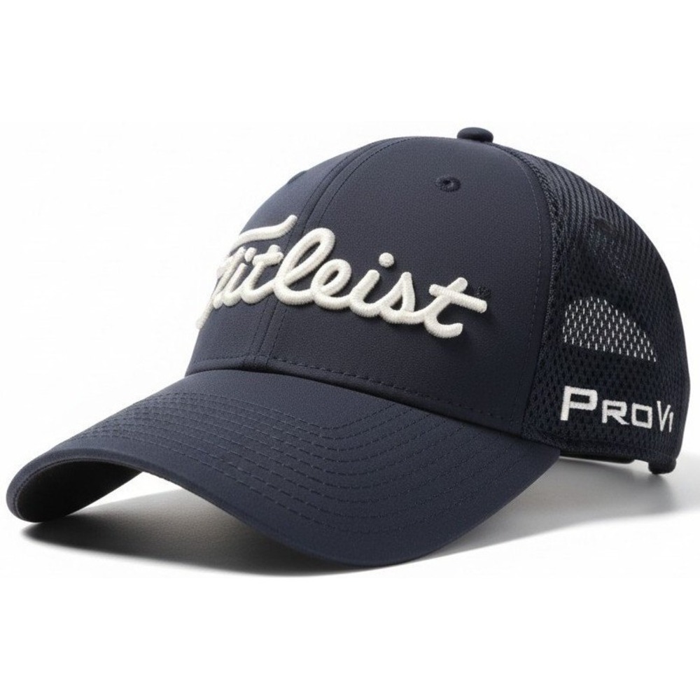 Titleist FJ Pro V1 Black Mesh Stretch Fit Golf Hat Cap M/L Medium Large